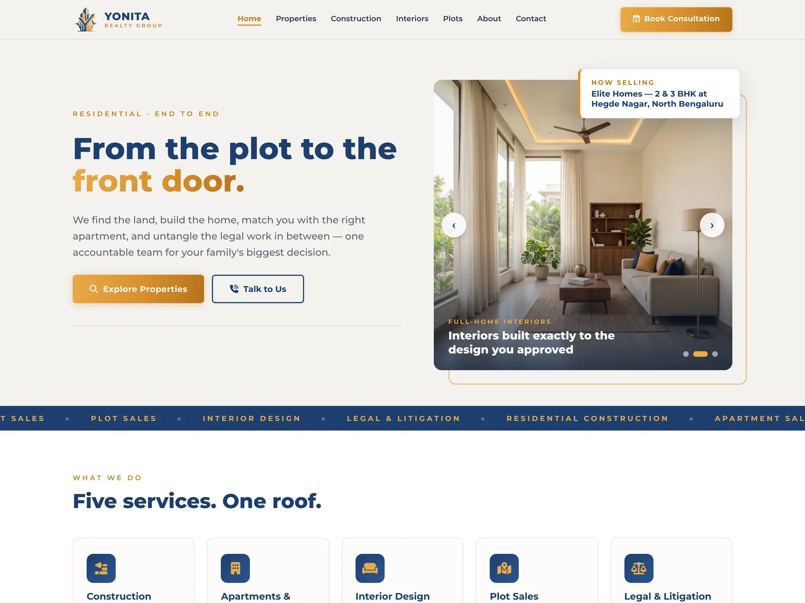 Screenshot of the Yonita Realty Group website home page